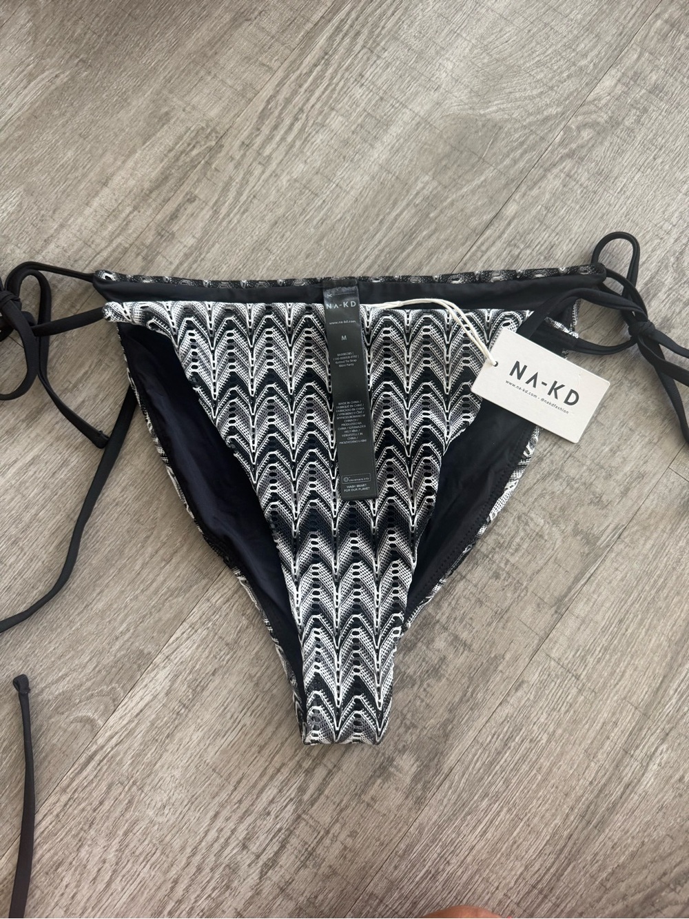 NA-KD Black & White Tie-Side Bikini Bottom